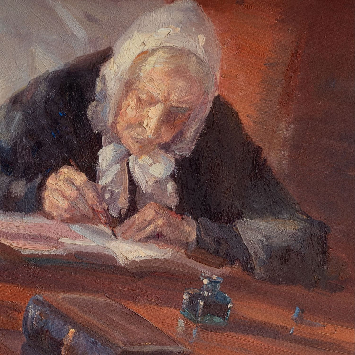 Anna Ancher - Ane Hedvig Brøndum am Tisch sitzend