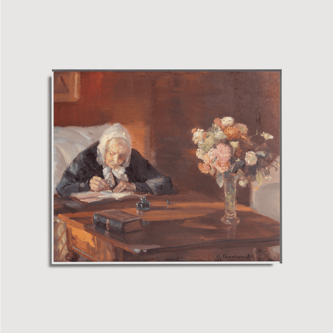 Anna Ancher - Ane Hedvig Brøndum am Tisch sitzend
