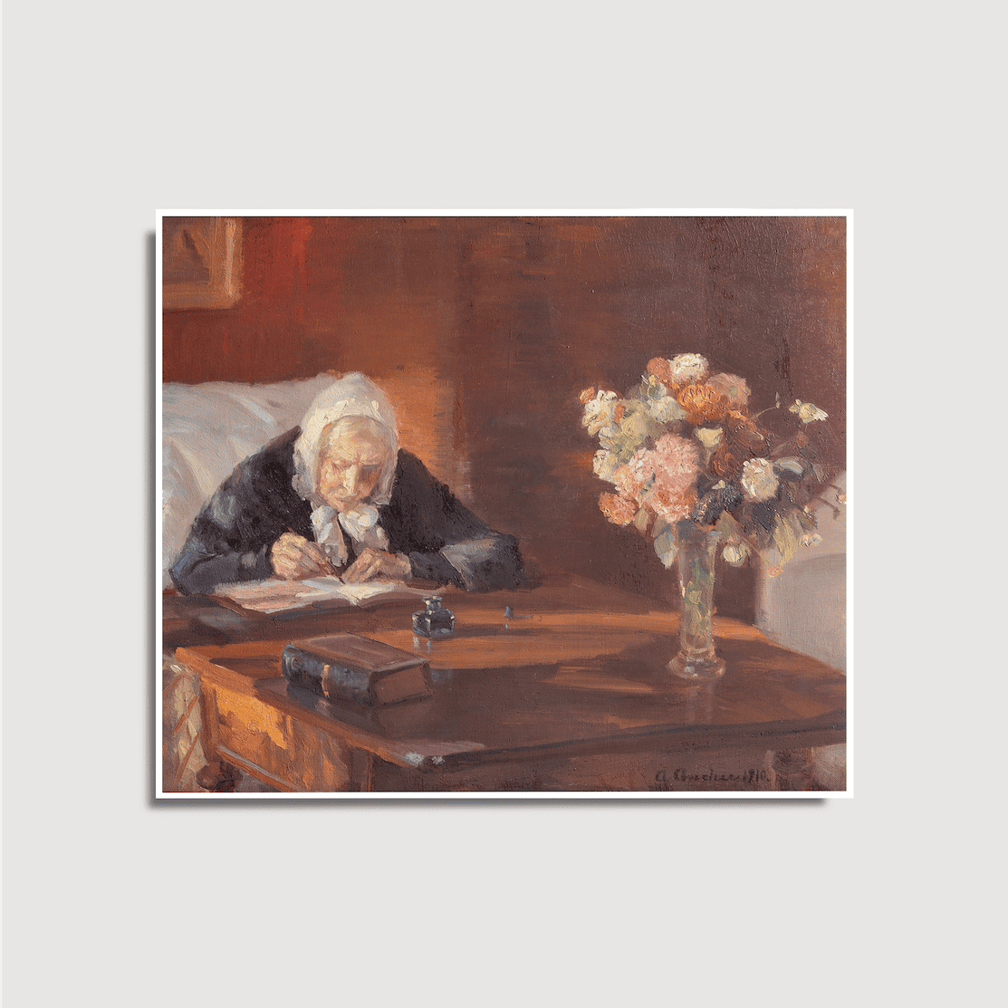Anna Ancher - Ane Hedvig Brøndum am Tisch sitzend