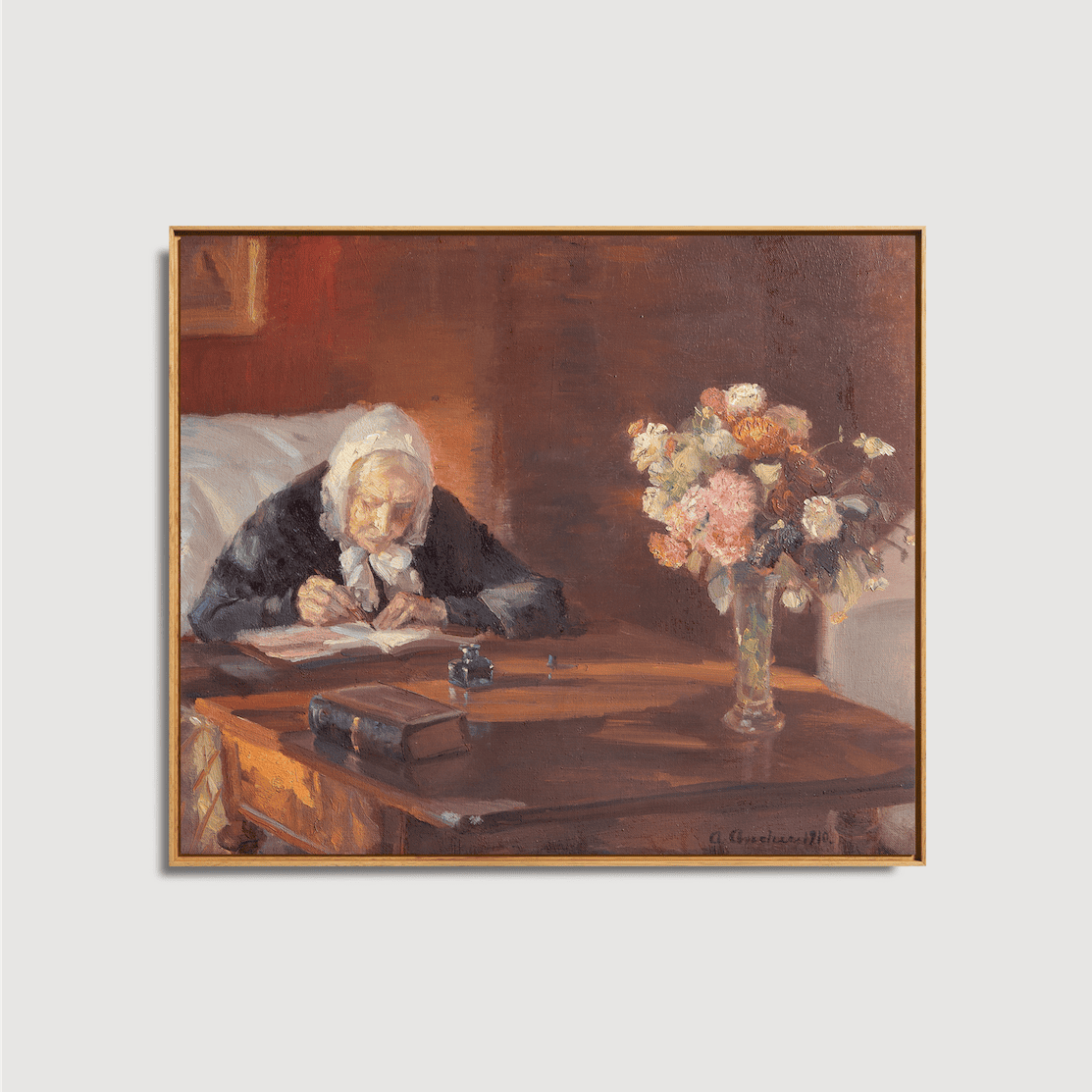 Anna Ancher - Ane Hedvig Brøndum am Tisch sitzend